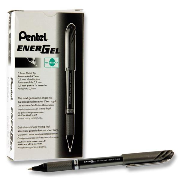 PENTEL ENERGEL 0.7mm METAL TIP GEL PEN - BLACK