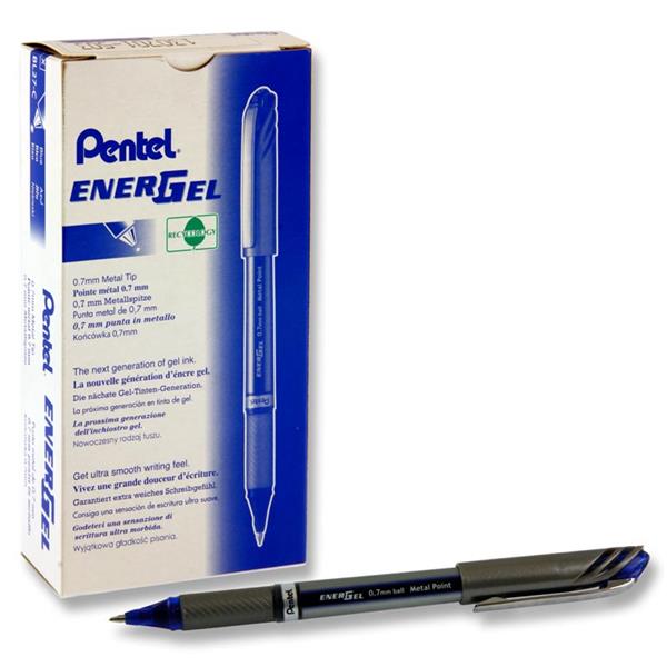 PENTEL ENERGEL 0.7mm METAL TIP GEL PEN - BLUE