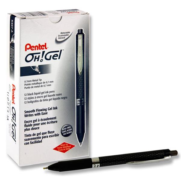 * PENTEL OH! 0.7mm RETRACTABLE GEL PEN - BLACK