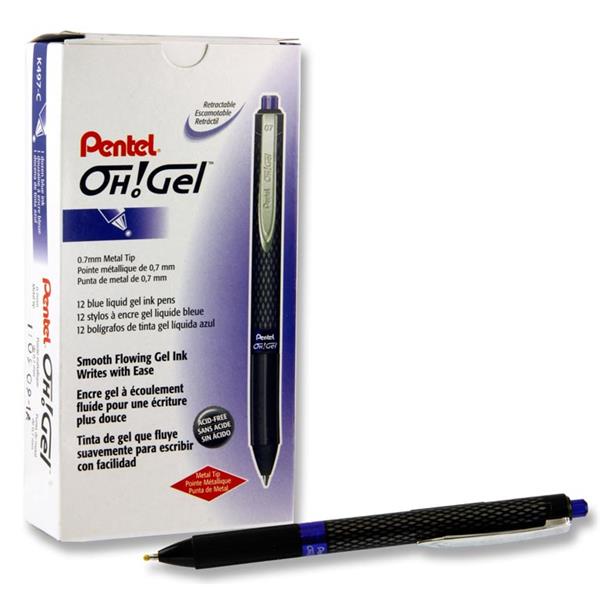 * PENTEL OH! 0.7mm RETRACTABLE GEL PEN - BLUE