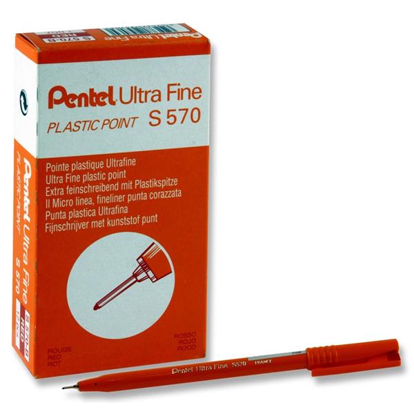 PENTEL ULTRA FINE S570 0.6mm FINELINER PEN - RED