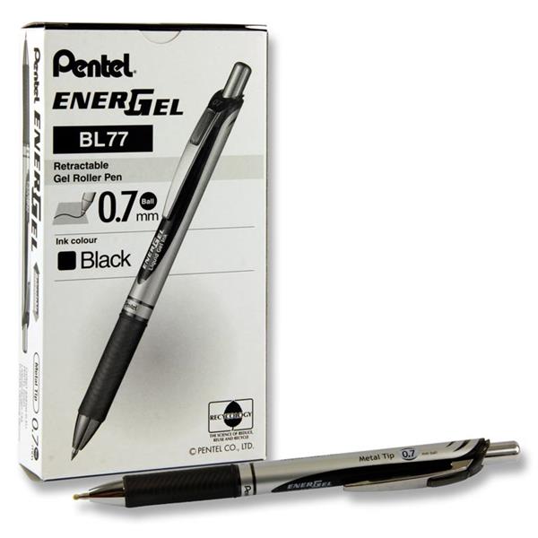 PENTEL ENERGEL BL77 0.7mm RETRACTABLE GEL PEN - BLACK