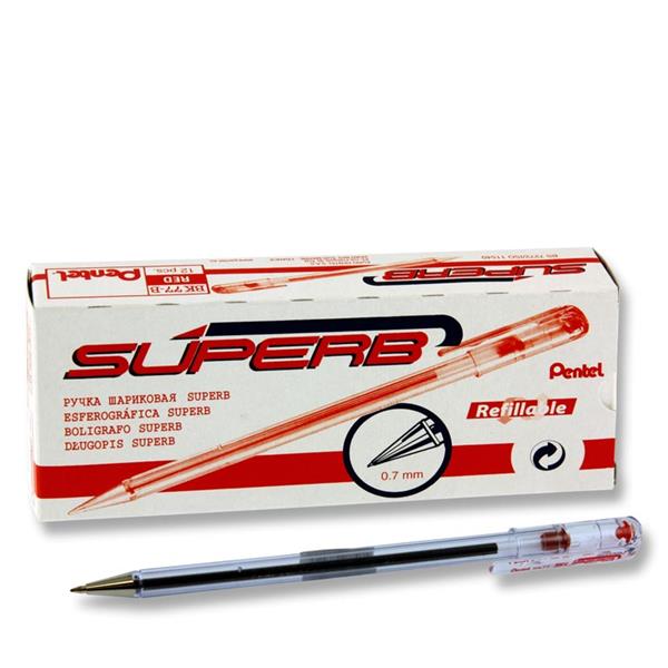 PENTEL SUPERB FINE 0.7mm BALLPOINT PEN - RED