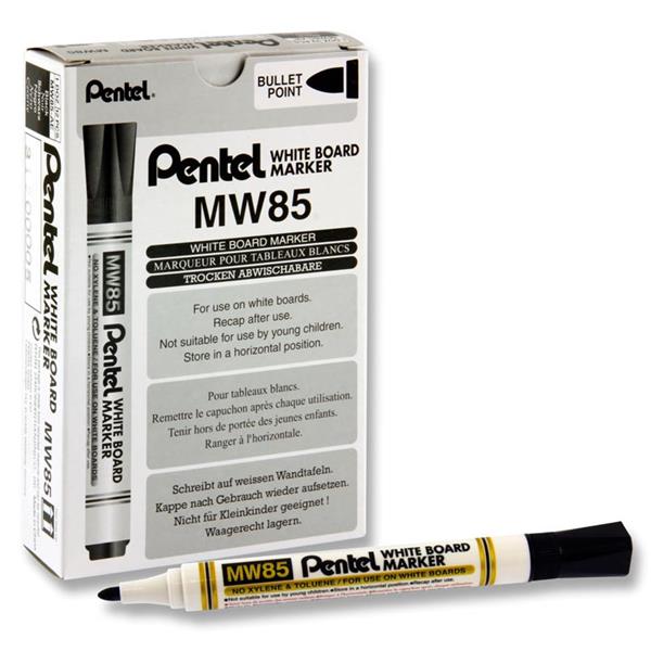 PENTEL MW85 WHITEBOARD MARKER BULLET POINT - BLACK
