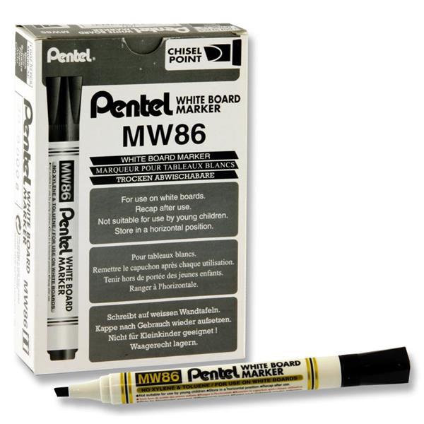 PENTEL MW86 WHITEBOARD MARKER CHISEL POINT - BLACK