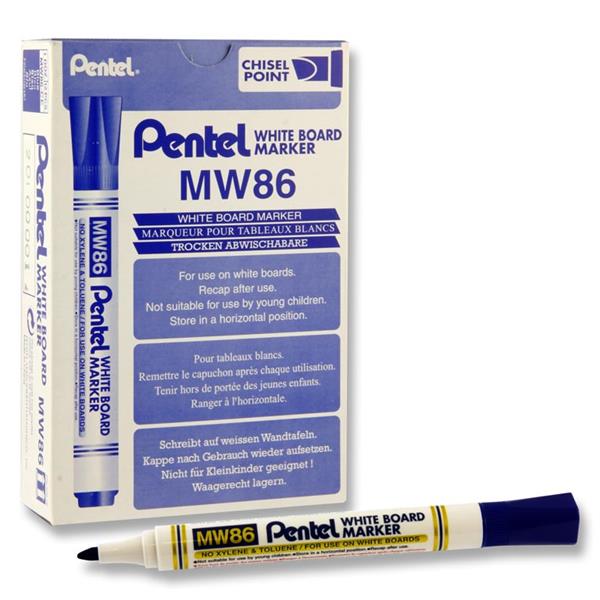 PENTEL MW86 WHITEBOARD MARKER CHISEL POINT - BLUE