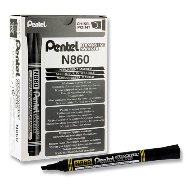 PENTEL N860 PERMANENT MARKER CHISEL POINT - BLACK