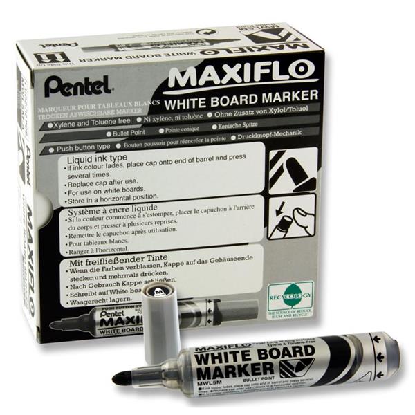 PENTEL MAXIFLO WHITEBOARD MARKER BULLET TIP - BLACK