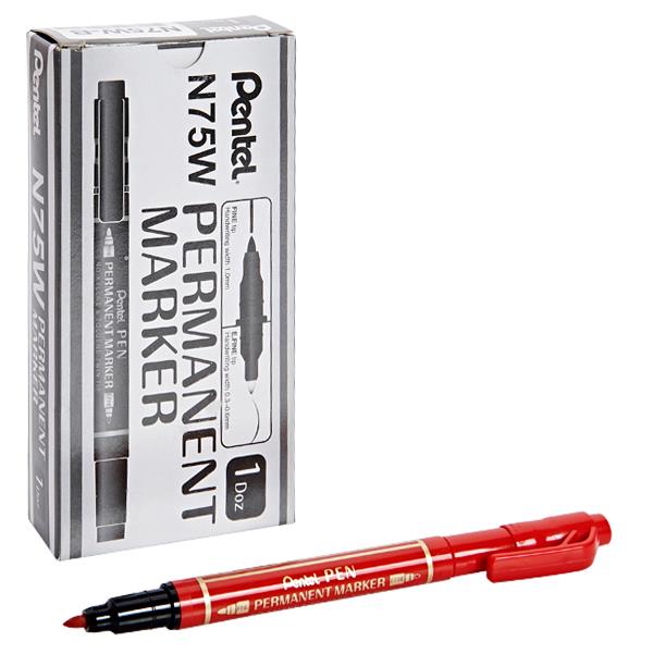 PENTEL N75W TWIN TIP PERMANENT MARKER - RED