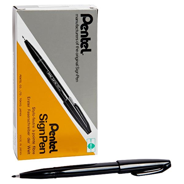 PENTEL ORIGINAL FIBRE TIPPED SIGN PEN - BLACK