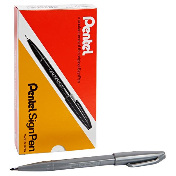 PENTEL ORIGINAL FIBRE TIPPED SIGN PEN - GREY