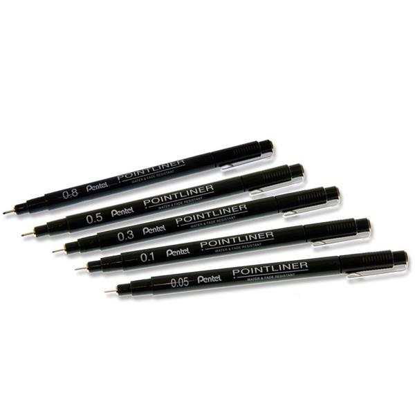 PENTEL ARTS S20P BOX 5 ASST SIZES POINTLINER FINELINER PENS