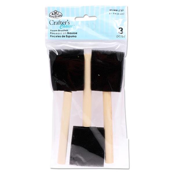 CRAFTER'S CHOICE PKT.3 2 WOODEN HANDLE FOAM BRUSH SET
