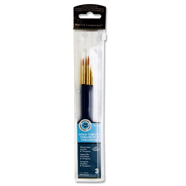 3pce BRUSH SET IN WALLET - GOLD TAKLON ROUND