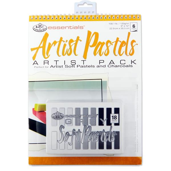 ESSENTIALS ARTIST PASTELS ARTIST PACK - GREY SOFT PASTELS & CHARCOALS