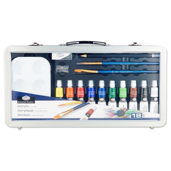 ESSENTIALS 18pce DELUXE ART SET IN CARRY CASE - ACRYLIC