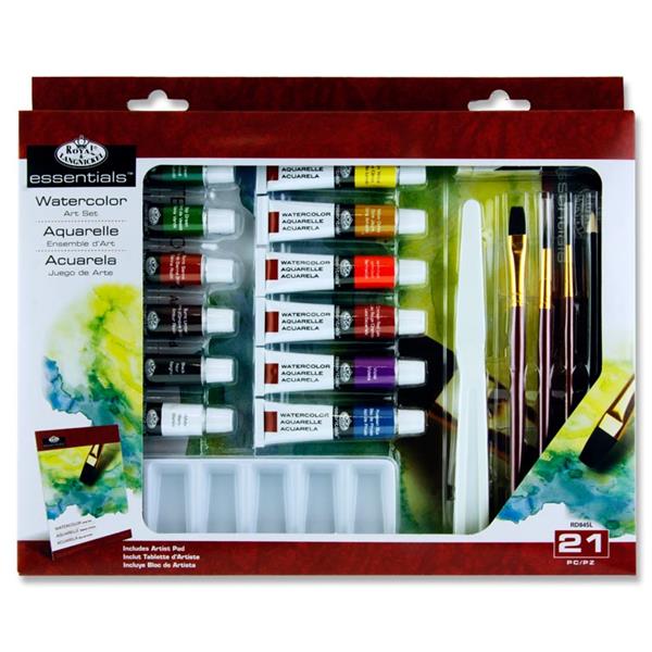 ESSENTIALS 21pce LARGE PAINTING ART SET - WATERCOLOUR