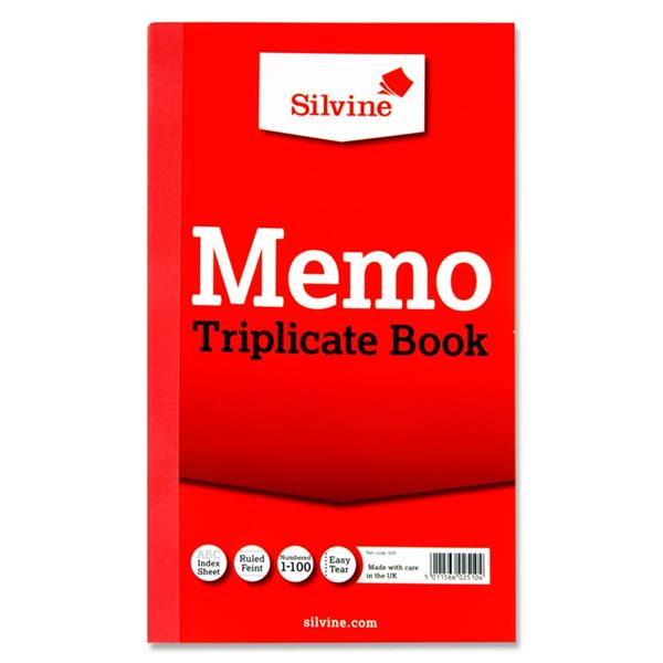 SILVINE 8x5 MEMO TRIPLICATE BOOK