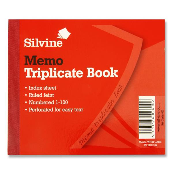 SILVINE MEMO TRIPLICATE BOOK
