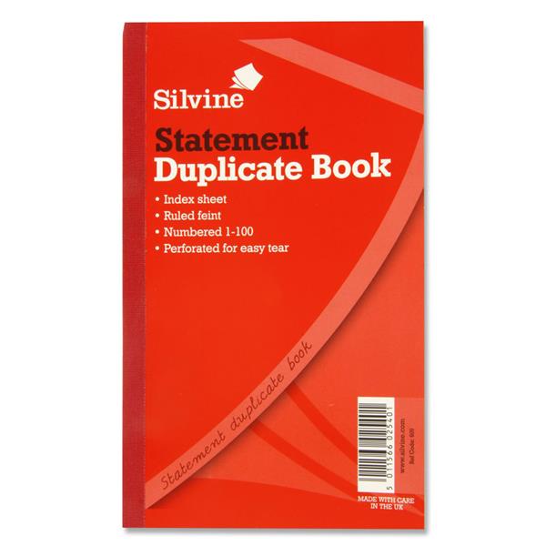 SILVINE 8x5 STATEMENT DUPLICATE BOOK