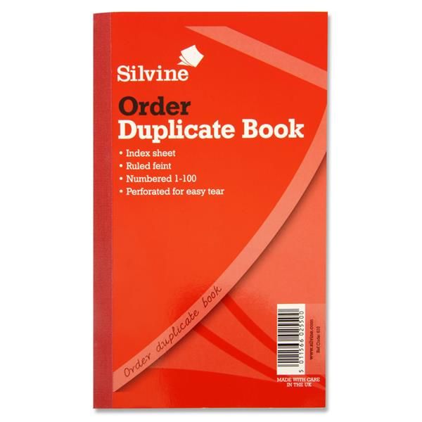 SILVINE 8x5 DUPLICATE ORDER BOOK