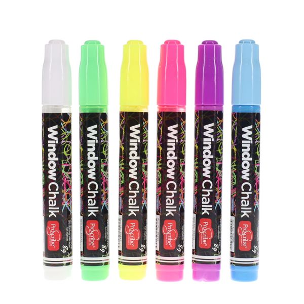 PROSCRIBE 8g BRILLIANT WINDOW CHALK MARKER - 6 ASST.