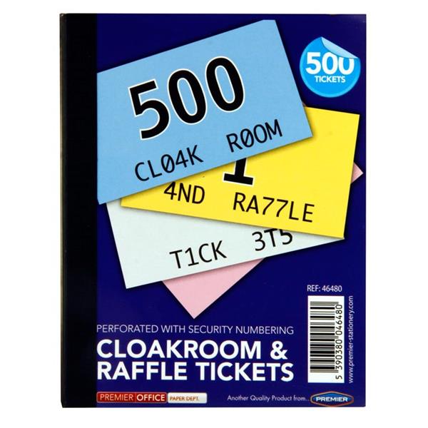 PREMIER OFFICE BOOK 1-500 CLOAKROOM & RAFFLE TICKETS
