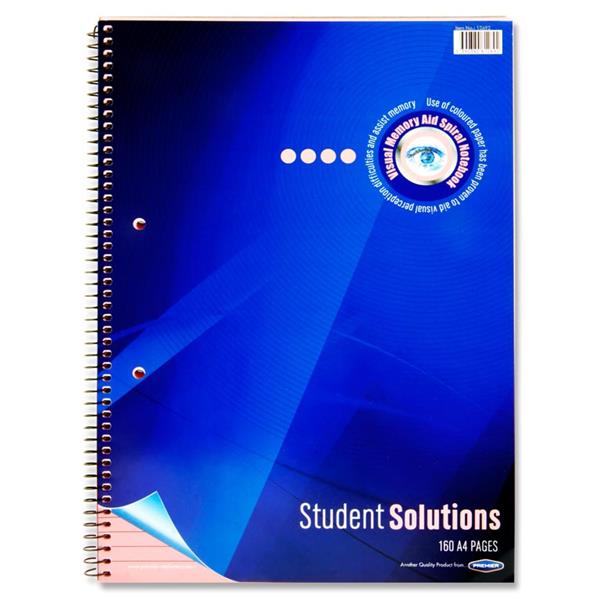 STUDENT SOLUTIONS A4 160pg VISUAL MEMORY AID SPIRAL - PINK