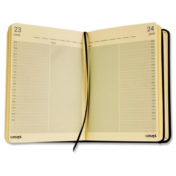 CONCEPT A5 UNDATED PAGE A DAY DIARY WITH TIMES AND NOTES