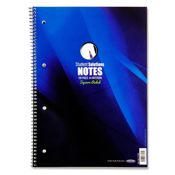 * STUDENT SOLUTIONS A4 160pg 5mm SQUARED SPIRAL NOTEBOOK