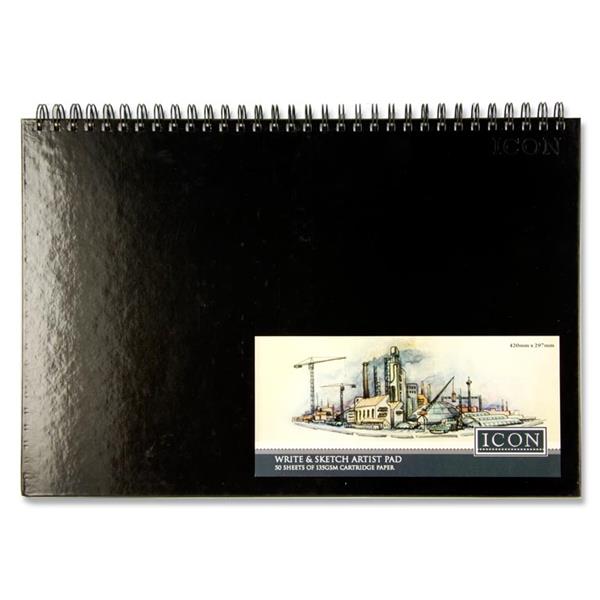 ICON A3 135gsm WIRO HARDCOVER SKETCH PAD 50 SHEETS