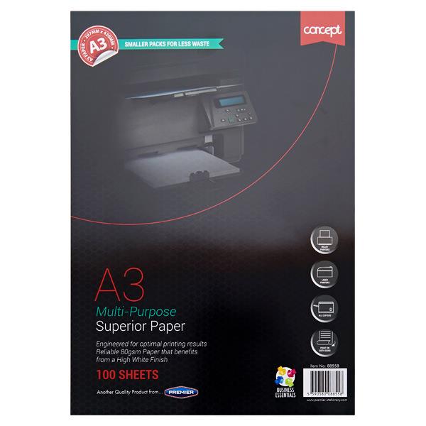 CONCEPT A3 80GSM COPIER PAPER - 100 SHEETS
