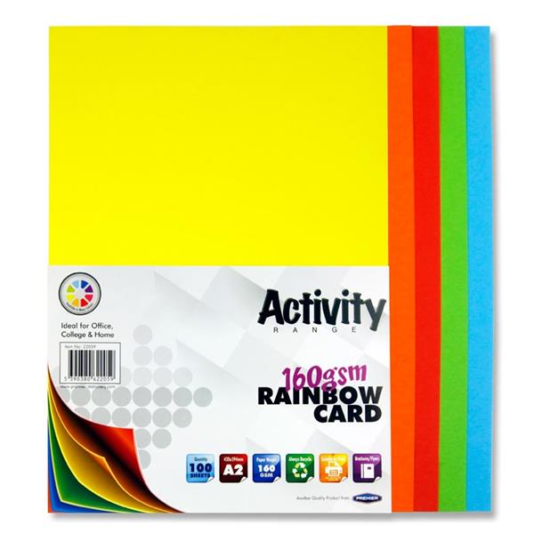 PREMIER ACTIVITY A2 160gsm CARD 100 SHEETS - RAINBOW