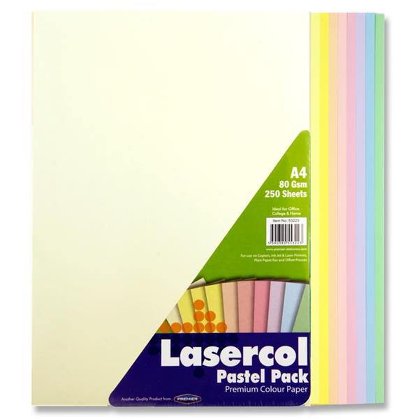 LASERCOL A4 80gsm ACTIVITY PAPER 1/2 REAM - PASTEL