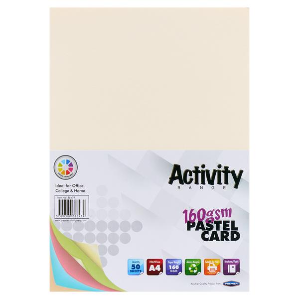 PREMIER ACTIVITY A4 160gsm CARD 50 SHEETS - RAINBOW PASTEL