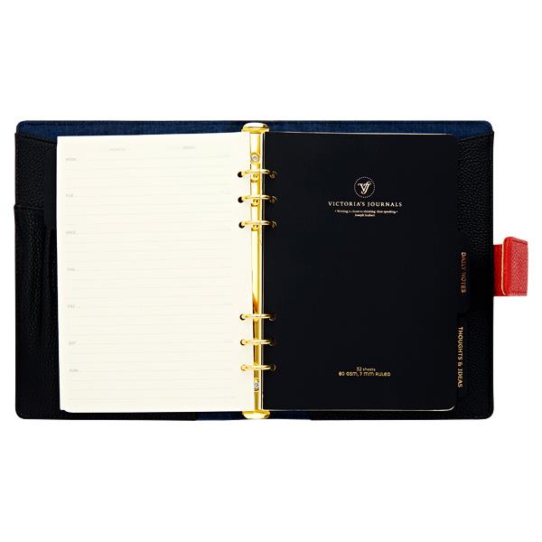 VICTORIAS A5 320pg PU BUFFALO COVER ORGANISER - BLACK