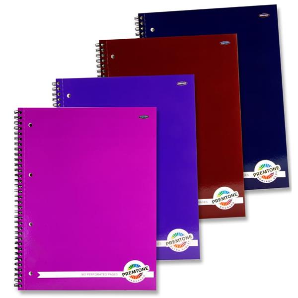 PREMTONE A4 160pg SPIRAL NOTEBOOK - 4 ASST.