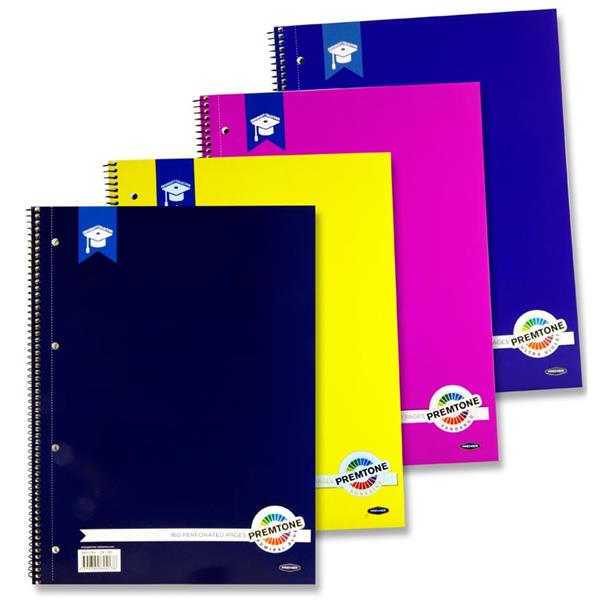 PREMTONE A4 160pg SPIRAL NOTEBOOK - 4 ASST.