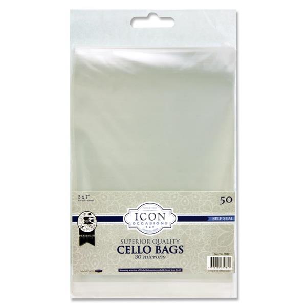 ICON OCCASIONS PKT.50 5"x7" SELF SEAL CELLO BAGS