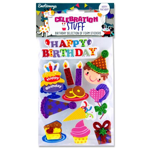 EMOTIONERY 3D CELEBRATION STUFF FOAM STICKERS - HAPPY BIRTHDAY 2 ASST.