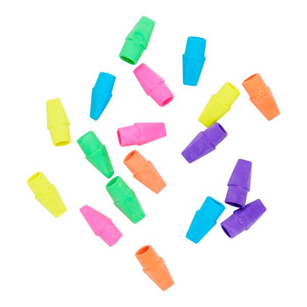 EMOTIONERY CARD 18 PENCIL TOP ERASERS - NEON COLLECTION