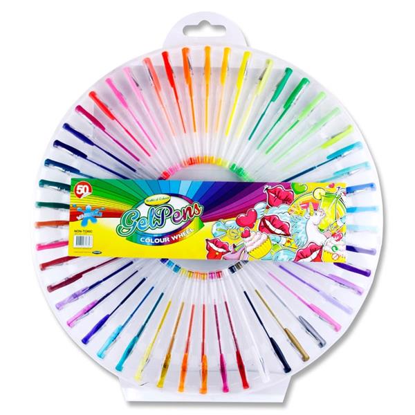 WORLD OF COLOUR WHEEL 50 ASSORTED BRILLIANT COLOURS GEL PENS
