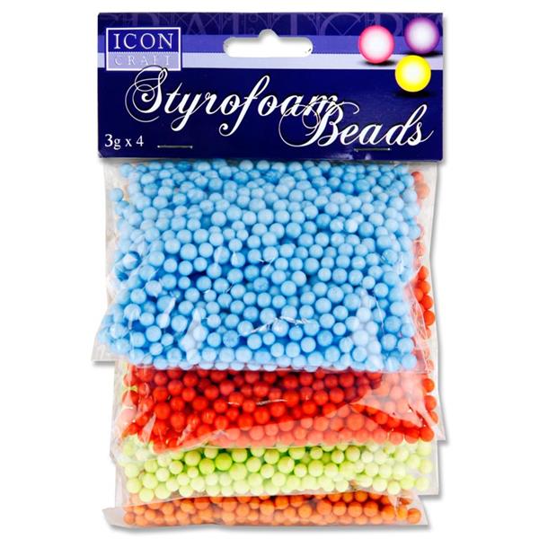 ICON CRAFT PKT.4 STYROFOAM BEADS - ASST