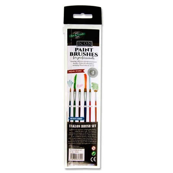 ICON 4pce BRUSH SET IN WALLET - GOLDEN TAKLON