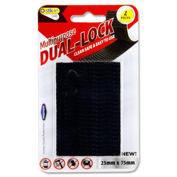 STIK-IE CARD 2 25x75mm STRIPS MULTIPURPOSE DUAL-LOCK - BLACK