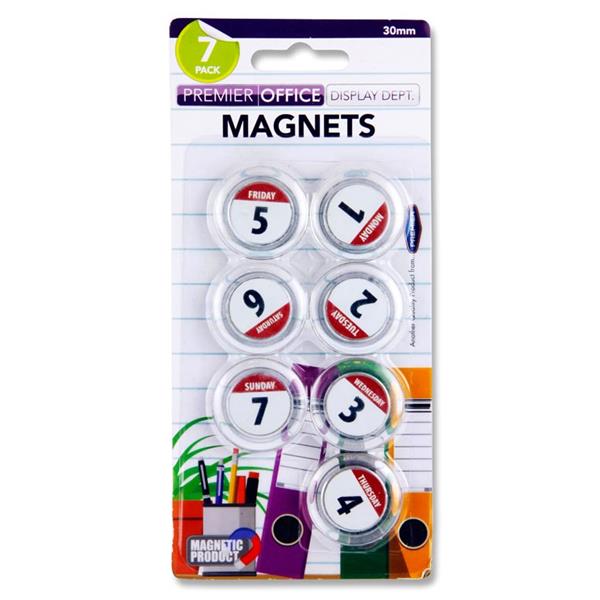 * PREMIER OFFICE CARD 7 30mm ROUND MAGNETS - WEEKDAYS