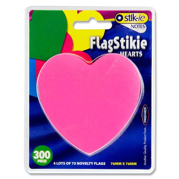 STIK-IE 300 pce FLAG STIKIE NOTES 76mmX76mm - HEARTS
