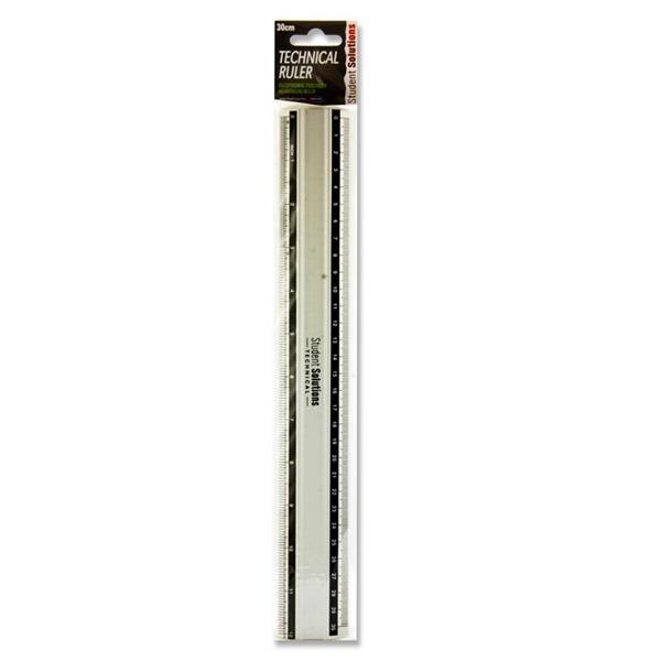 STUDENT SOLUTIONS 30cm TECHNICAL RULER - ALUMINIUM