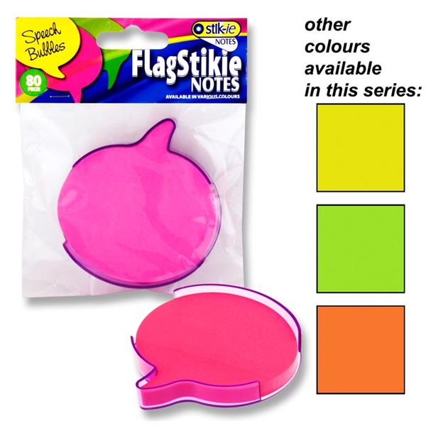 STIK-IE 80pce NOVELTY FLAG STIKIE NOTES - SPEECH BUBBLES 4 ASST.
