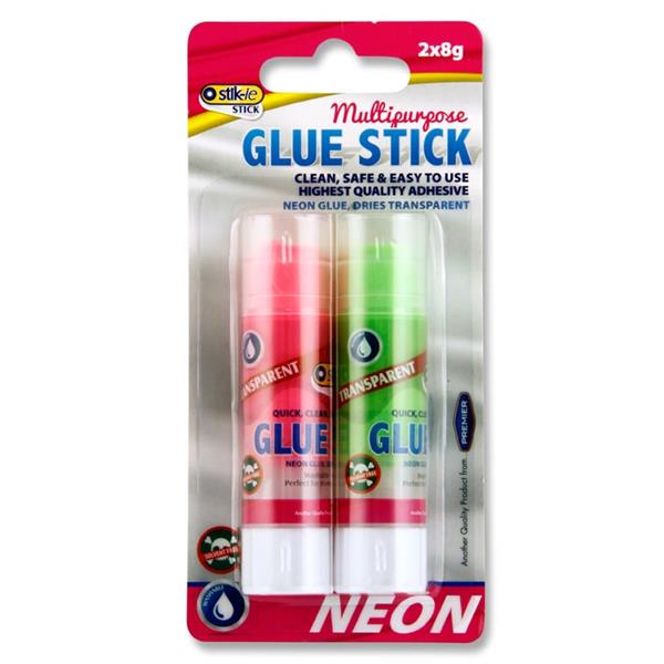 STIK-IE CARD 2x8g TRANSPARENT GLUE STICK - RED & GREEN